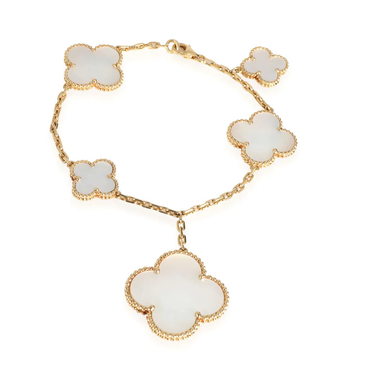 Van Cleef & Arpels MAGIC CLOVER MOP GOLD BRACELET 5 MOTIFS