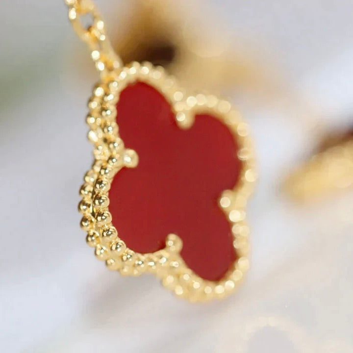 Van Cleef & Arpels CLOVER 2 MOTIF TIGER EYE CARNELIAN EARRINGS - Image 6