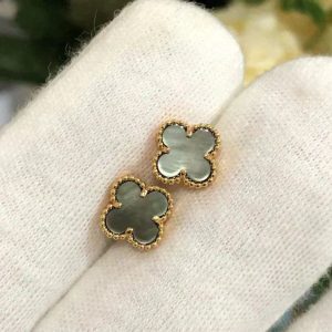 Van Cleef & Arpels CLOVER MINI 9.5MM GRAY MOP EARRINGS