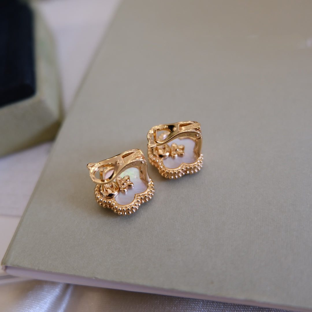 Van Cleef & Arpels LUCKY PINK GOLD WHITE MOP EARRINGS - Image 7