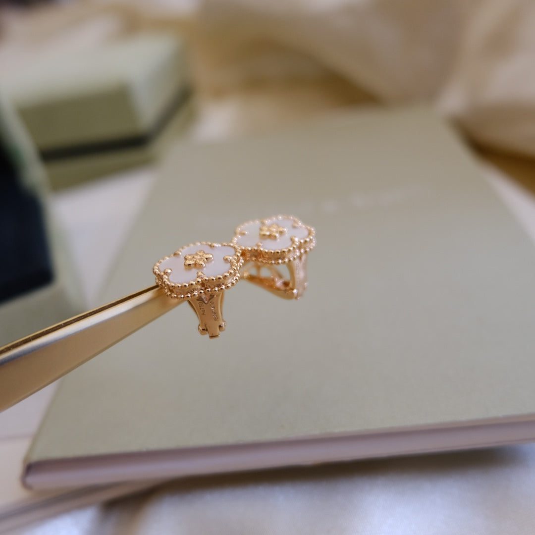 Van Cleef & Arpels LUCKY PINK GOLD WHITE MOP EARRINGS - Image 8