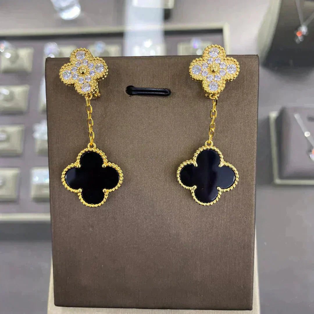 Van Cleef & Arpels CLOVER 2 MOTIFS DIAMOND EARRINGS (MULTIPLE CHOICESรงยด - Image 3