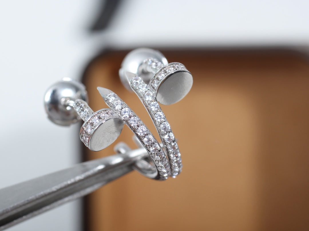 Cartier JUSTE EARRINGS 12.75MM SILVER DIAMOND - Image 8