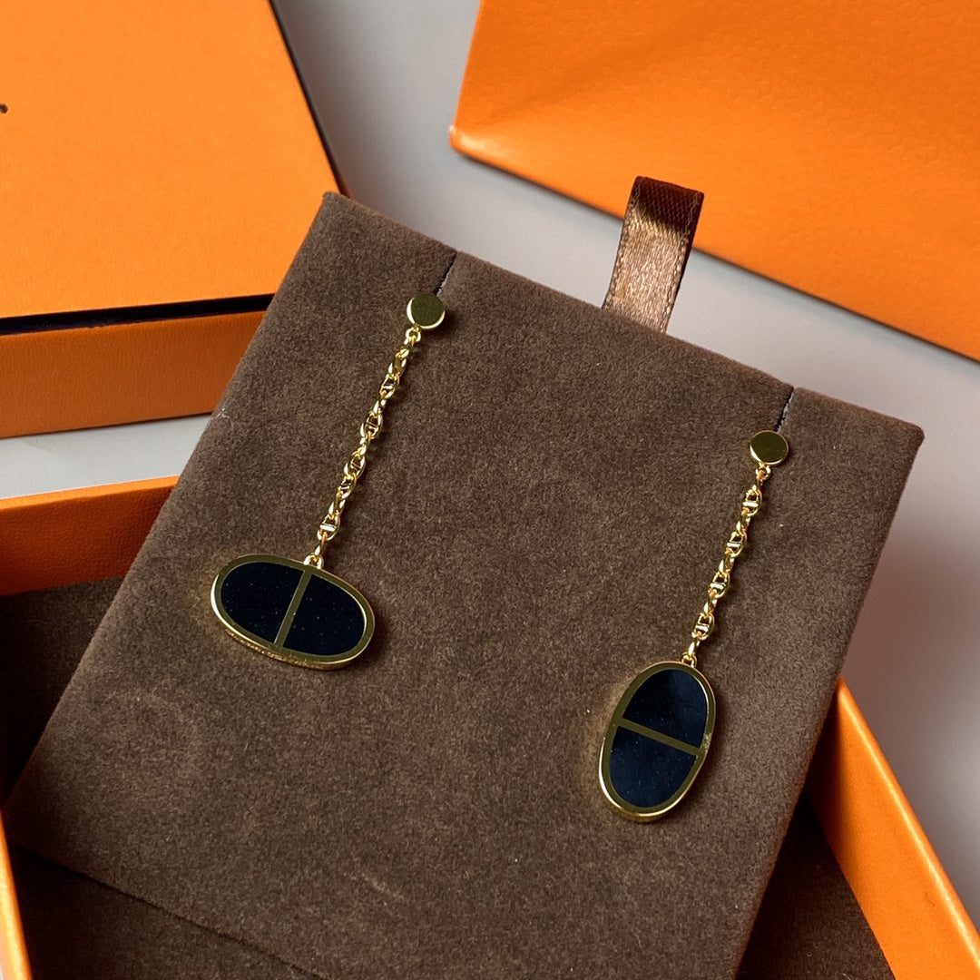 Hermès CHAINE VERSO BLACK CERAMIC EARRINGS - Image 6