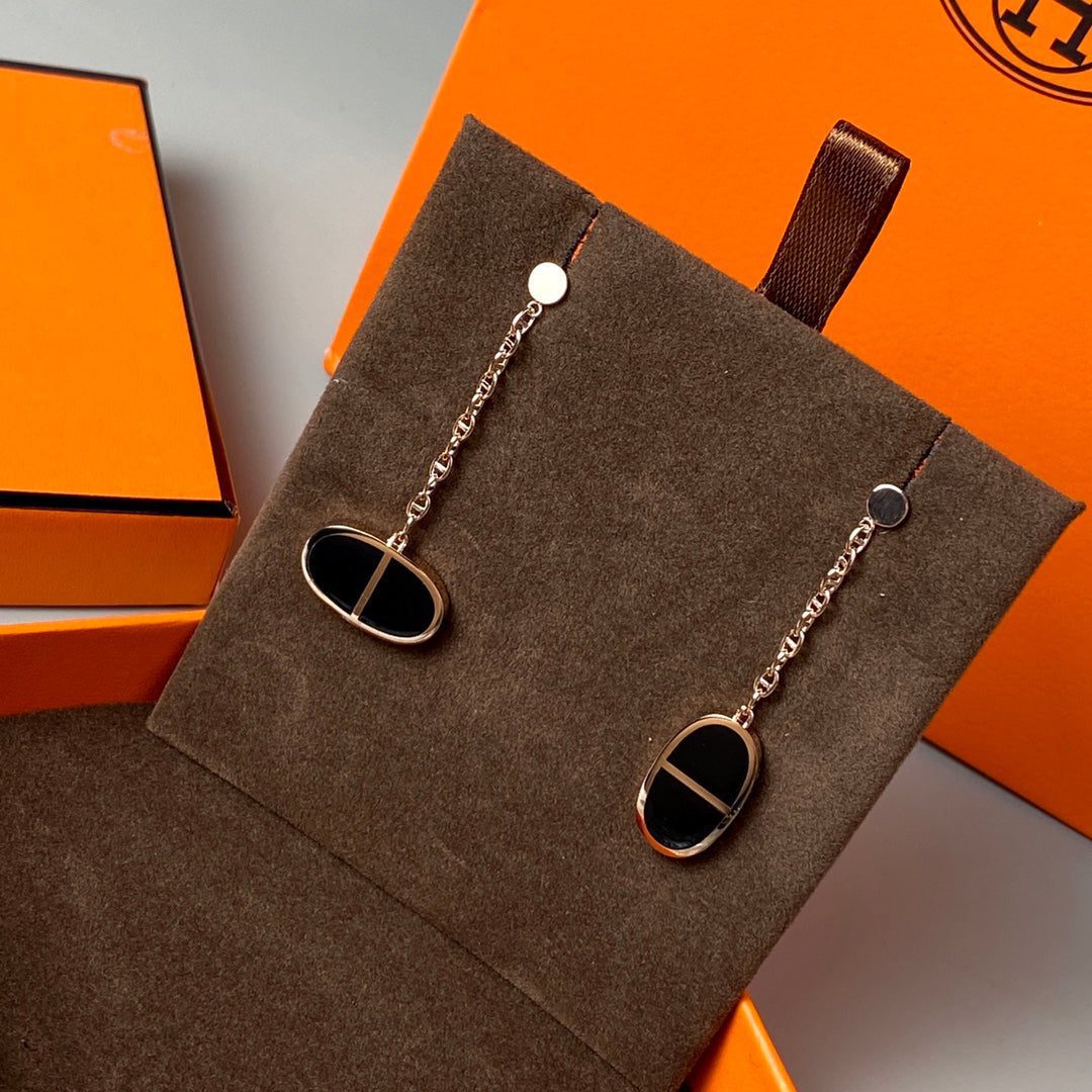Hermès CHAINE VERSO BLACK CERAMIC EARRINGS - Image 7