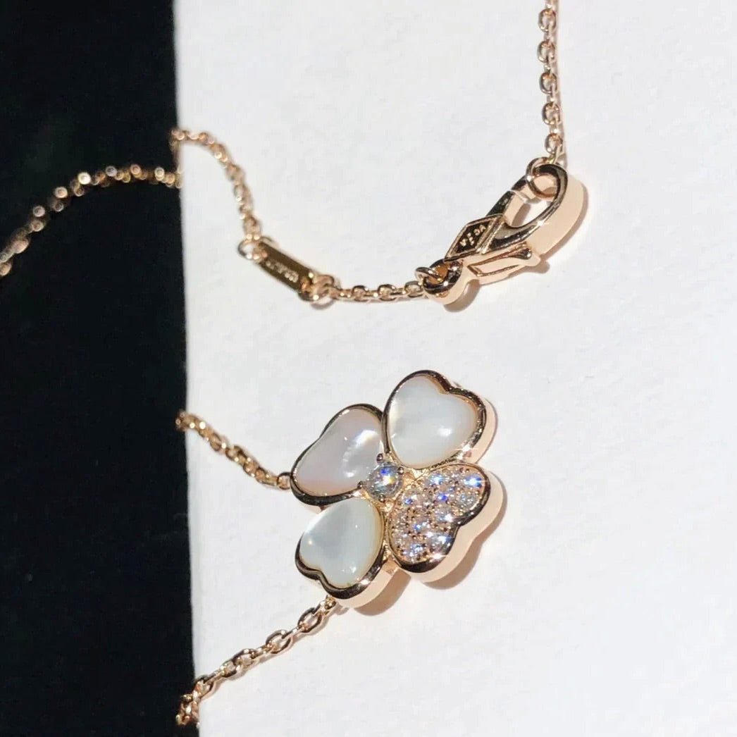 Van Cleef & Arpels CLOVER MOP DIAMOND ROSE GOLD NECKLACE - Image 7