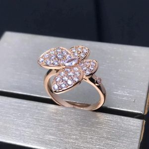 Van Cleef & Arpels BUTTERFLY PINK GOLD DIAMOND RING