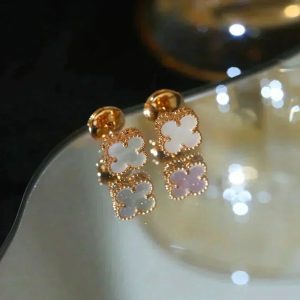 Van Cleef & Arpels CLOVER MINI 9.5MM WHITE MOP EARRINGS