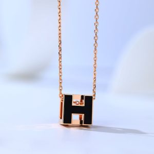 Hermès H CAGE PINK GOLD NECKLACE