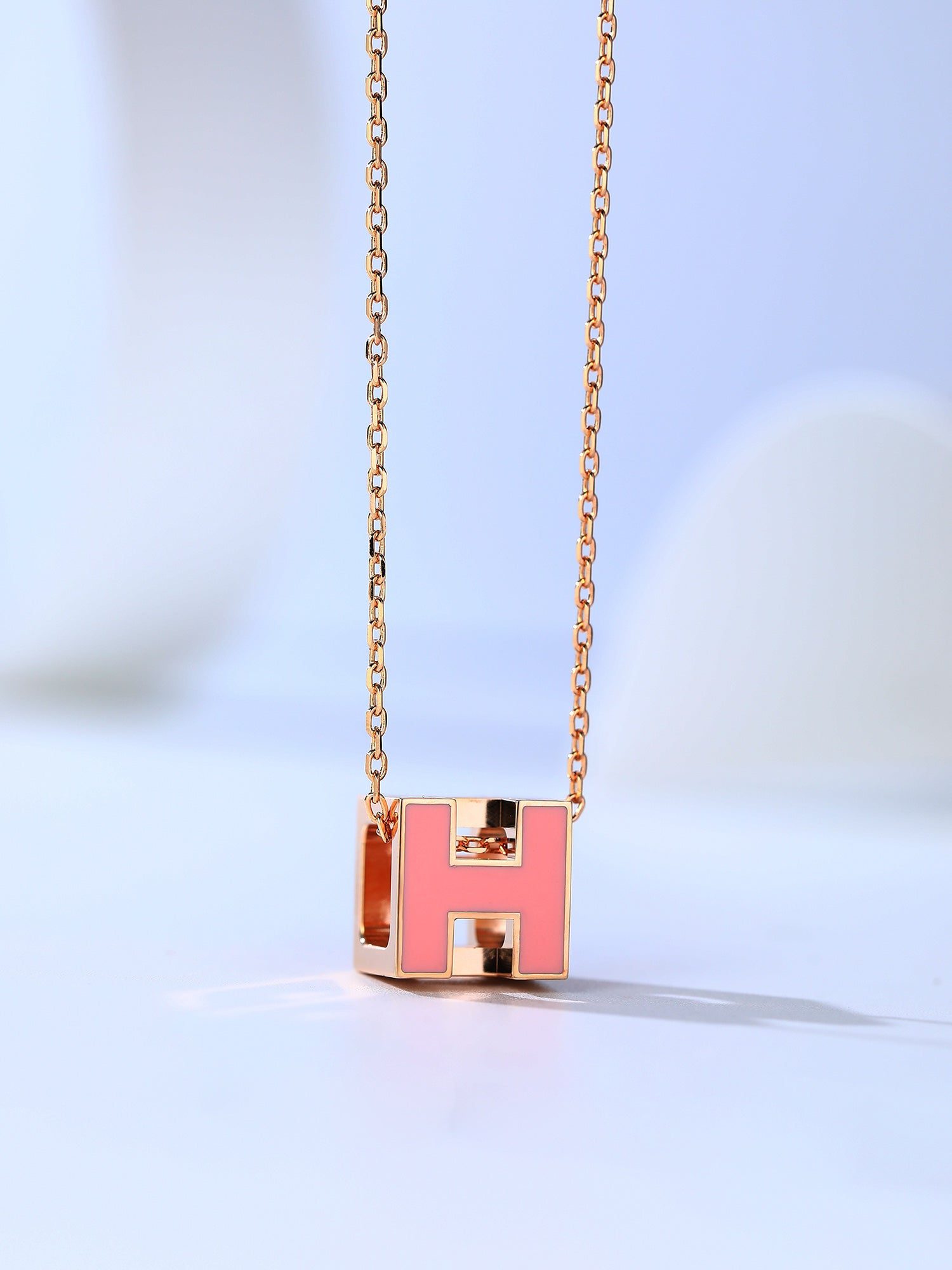 Hermès H CAGE PINK GOLD NECKLACE - Image 5