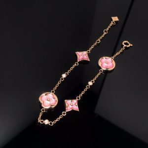 Louis Vuitton STAR AND SUN 4 MOTIF PINK MOP PINK GOLD BRACELET
