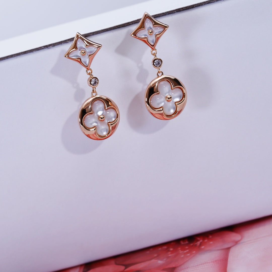 Louis Vuitton STAR AND SUN PINK GOLD MOP DROP EARRINGS - Image 7