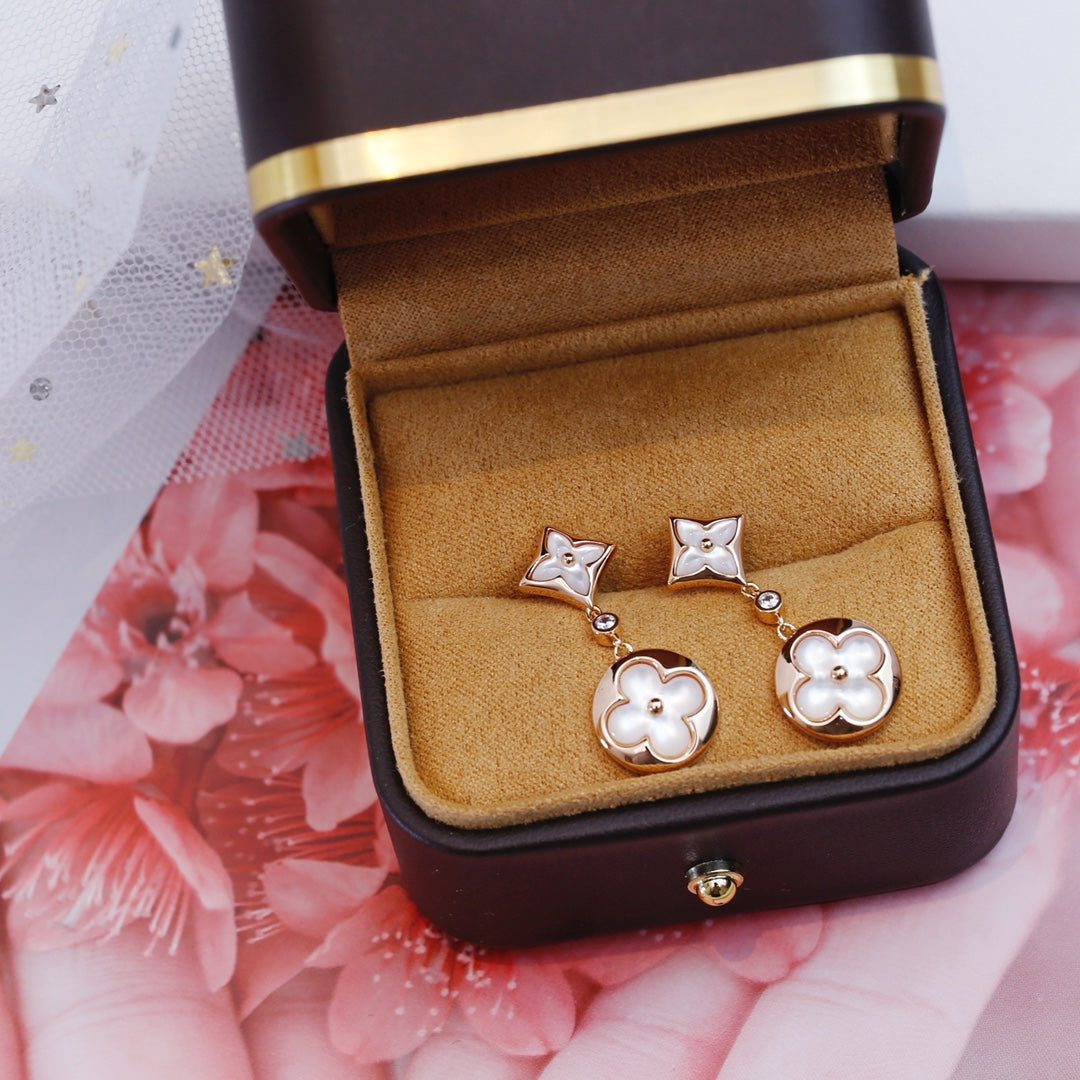 Louis Vuitton STAR AND SUN PINK GOLD MOP DROP EARRINGS - Image 8