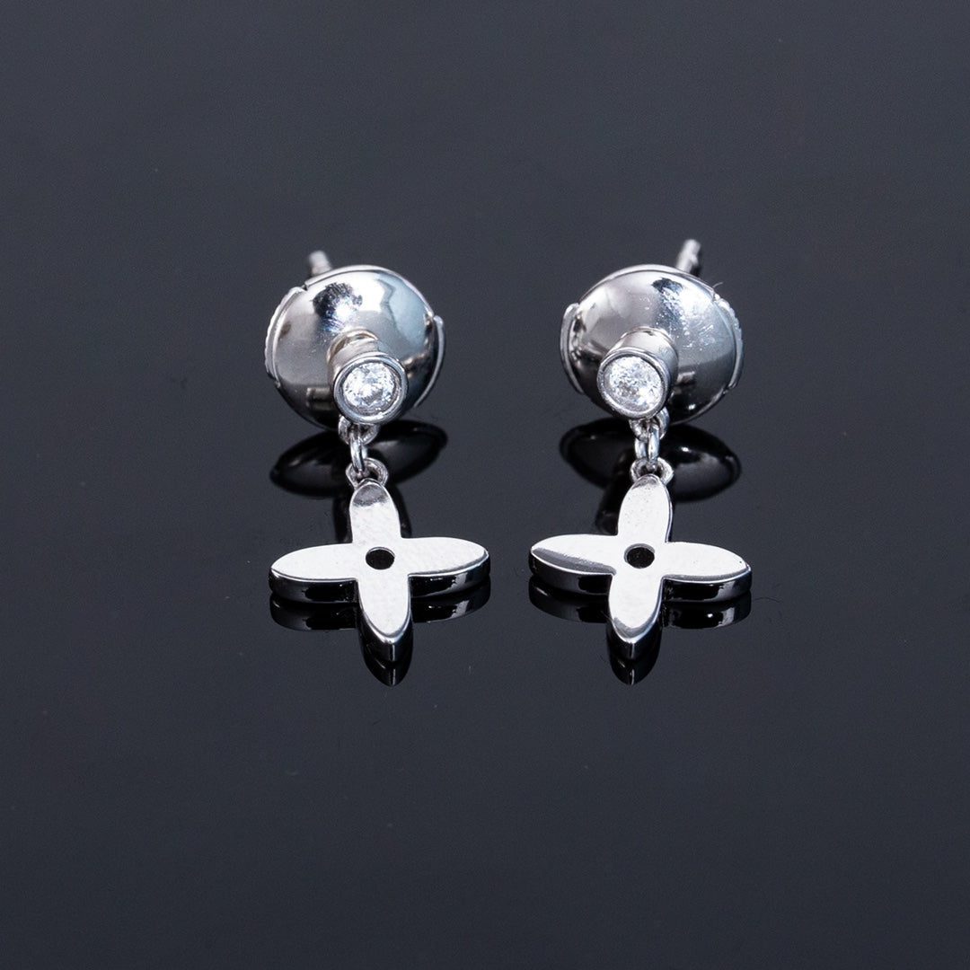 Louis Vuitton VIDYLLE SILVER DIAMOND MINI DROP EARRINGS - Image 2