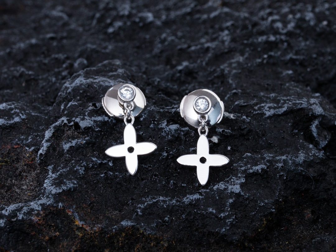 Louis Vuitton VIDYLLE SILVER DIAMOND MINI DROP EARRINGS - Image 6