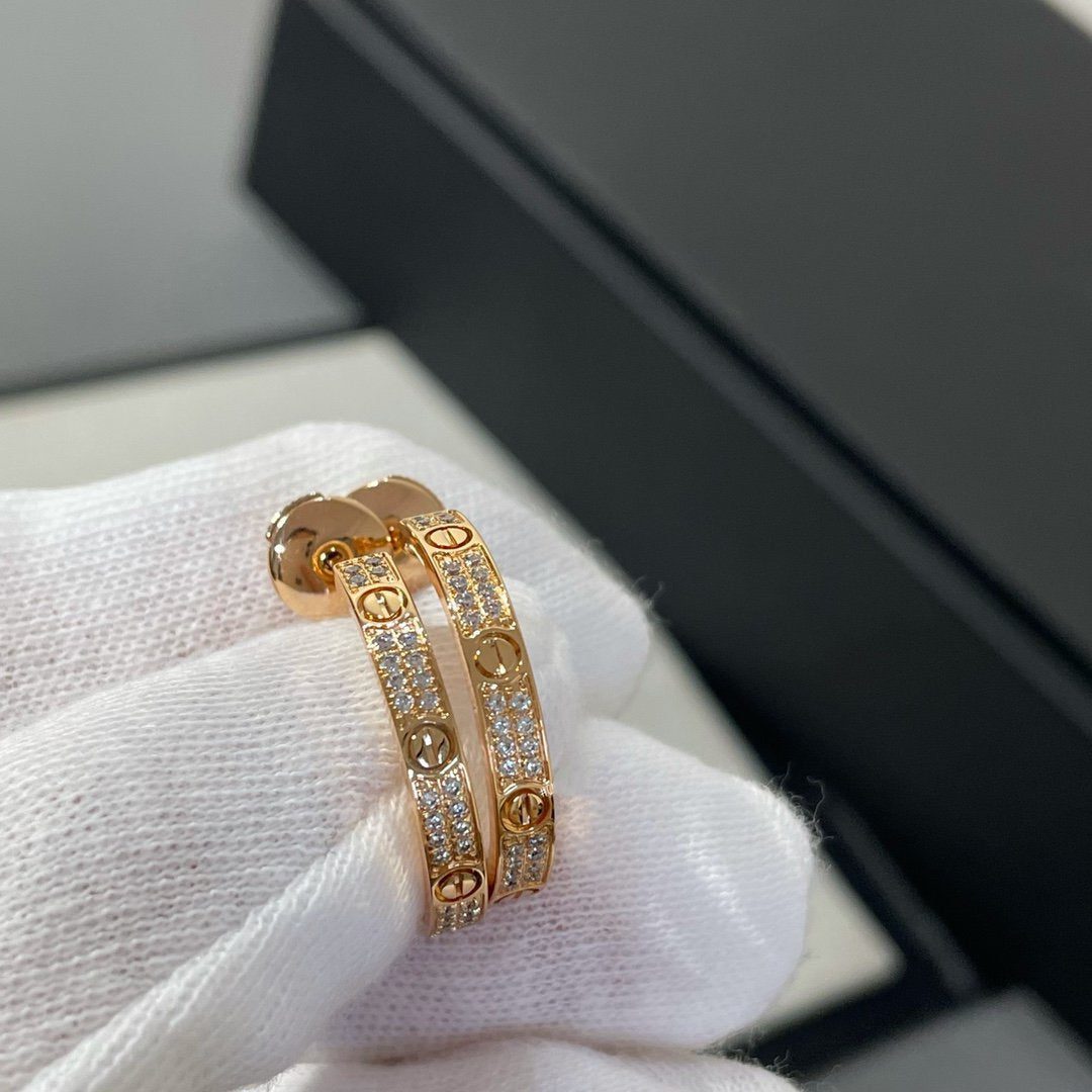 Cartier LOVE DIAMOND PINK GOLD HOOP EARRINGS - Image 2