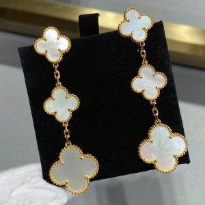 Van Cleef & Arpels CLOVER MOP 3 MOTIFS GOLD EARRINGS