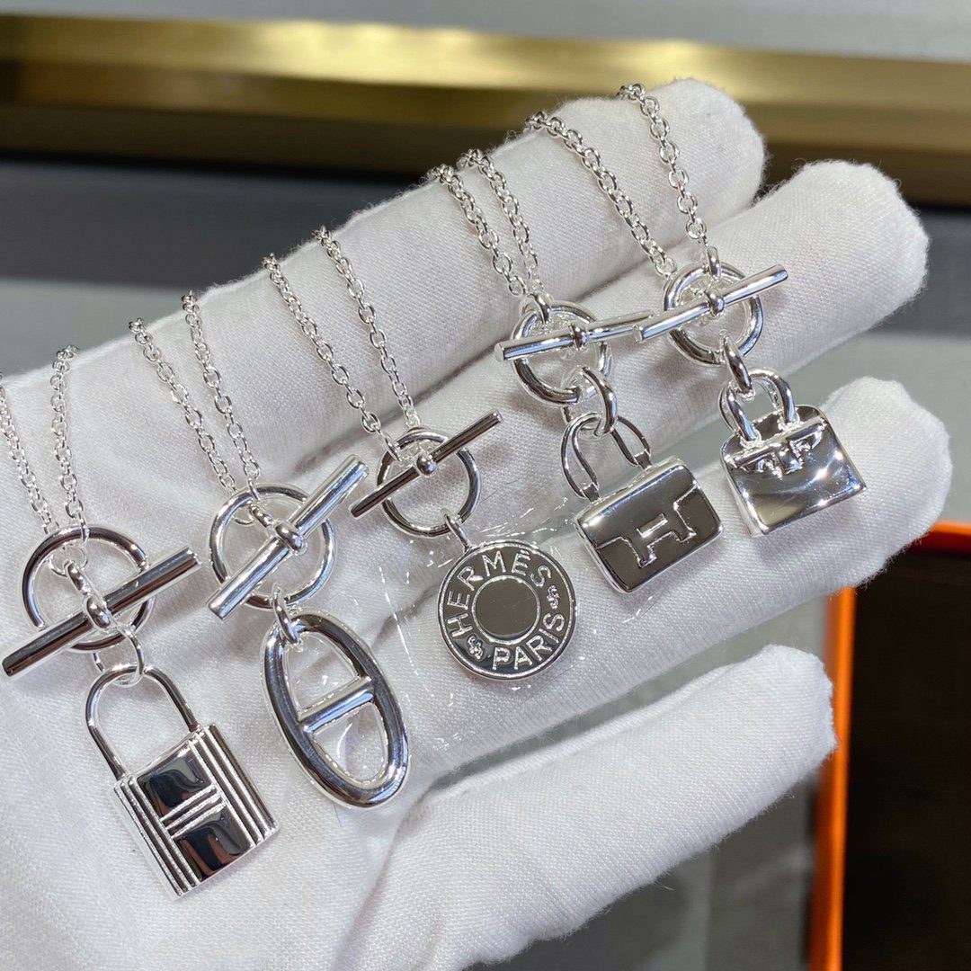 Hermès CONSTANCE PEDANT SILVER NECKLACE - Image 8