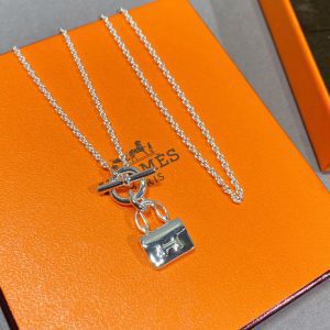 Hermès CONSTANCE PEDANT SILVER NECKLACE