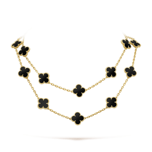 Van Cleef & Arpels CLOVER 20 MOTIFS ONYX NECKLACE