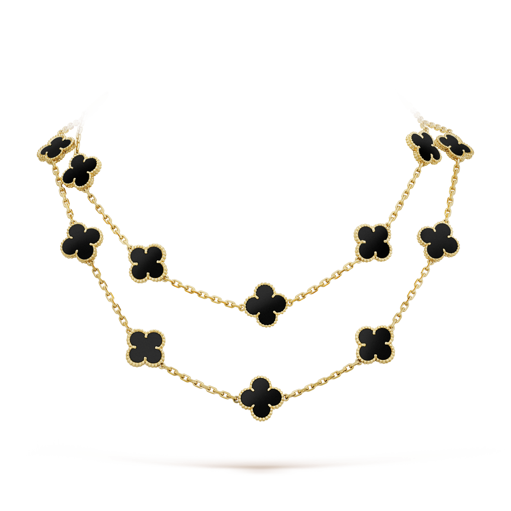 Van Cleef & Arpels CLOVER 20 MOTIFS ONYX NECKLACE