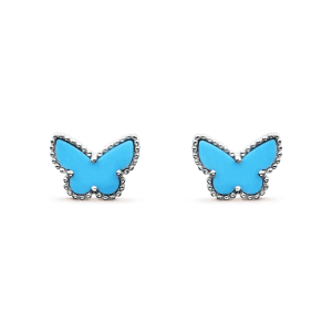 Van Cleef & Arpels BUTTERFLY TURQUOISE EARRINGS SILVER