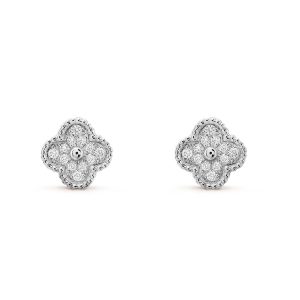 Van Cleef & Arpels CLOVER MINI DIAMOND STUD EARRINGS
