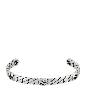 GG SILVER INTERLOCKING OPEN BRACELET