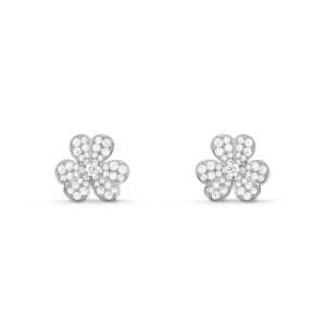 Van Cleef & Arpels CLOVER COMOS DIAMOND EARRINGS SILVER