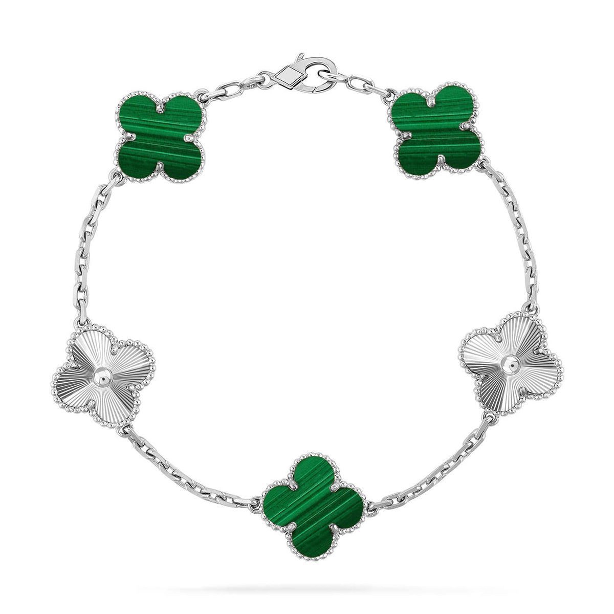 Van Cleef & Arpels CLOVER 5 MOTIF MALACHITE BRACELET COLLECTION - Image 10