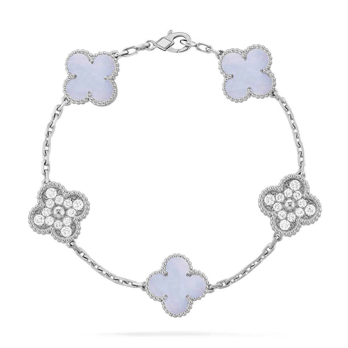 Van Cleef & Arpels CLOVER 5 MOTIF PURPLE CHALCEDONY BRACELET COLLECTION - Image 9