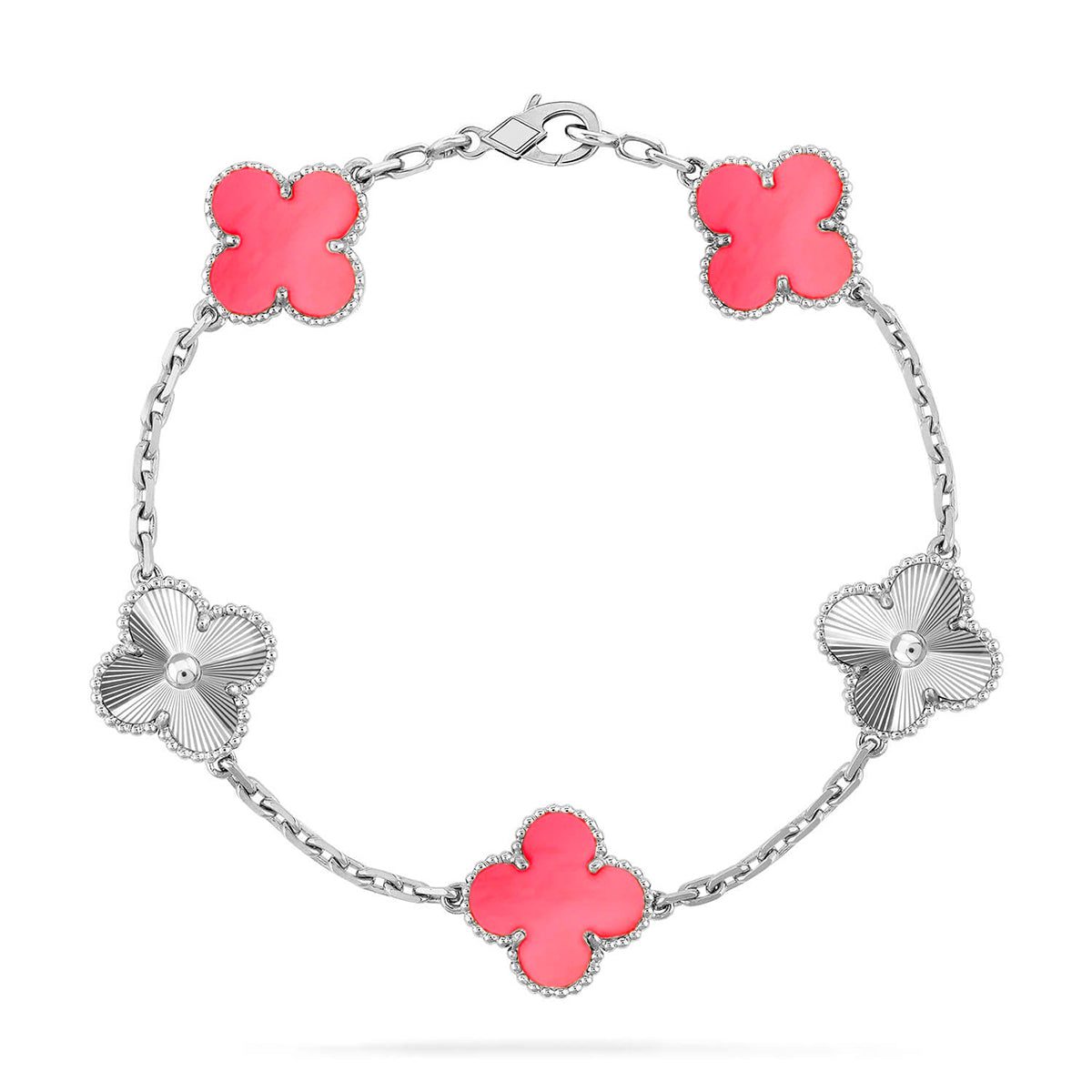 Van Cleef & Arpels CLOVER 5 MOTIFS PINK MOP BRACELET COLLECTION - Image 10