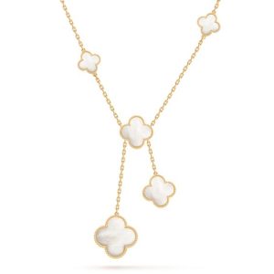 Van Cleef & Arpels CLOVER MOTHER OF PEARL NECKLACE 6 MOTIF
