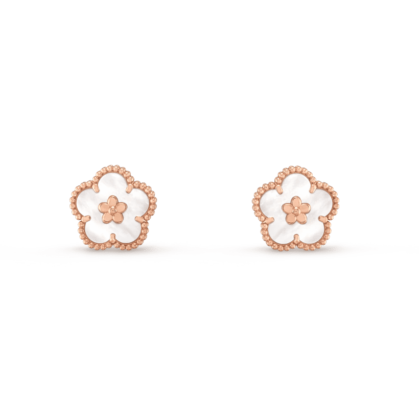 Van Cleef & Arpels LUCKY PINK GOLD WHITE MOP EARRINGS