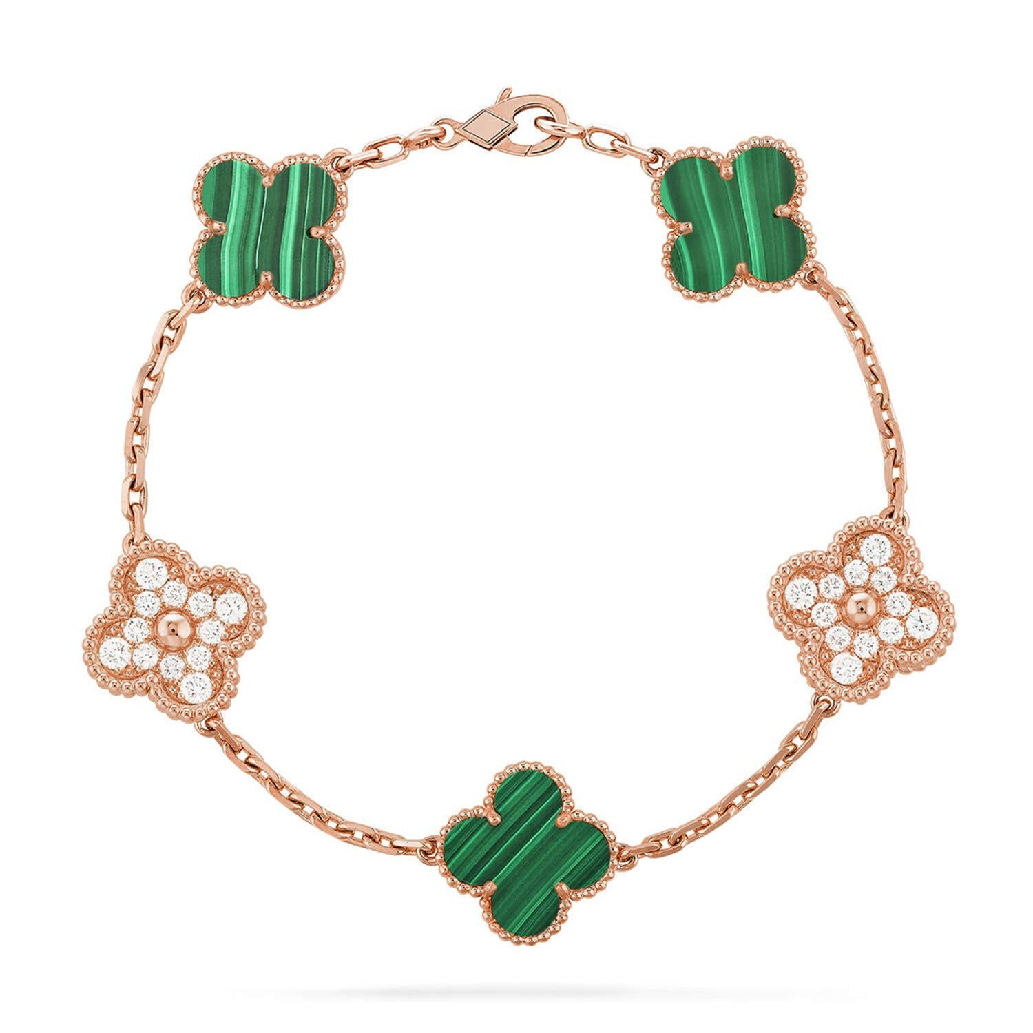 Van Cleef & Arpels CLOVER 5 MOTIF MALACHITE BRACELET COLLECTION - Image 6