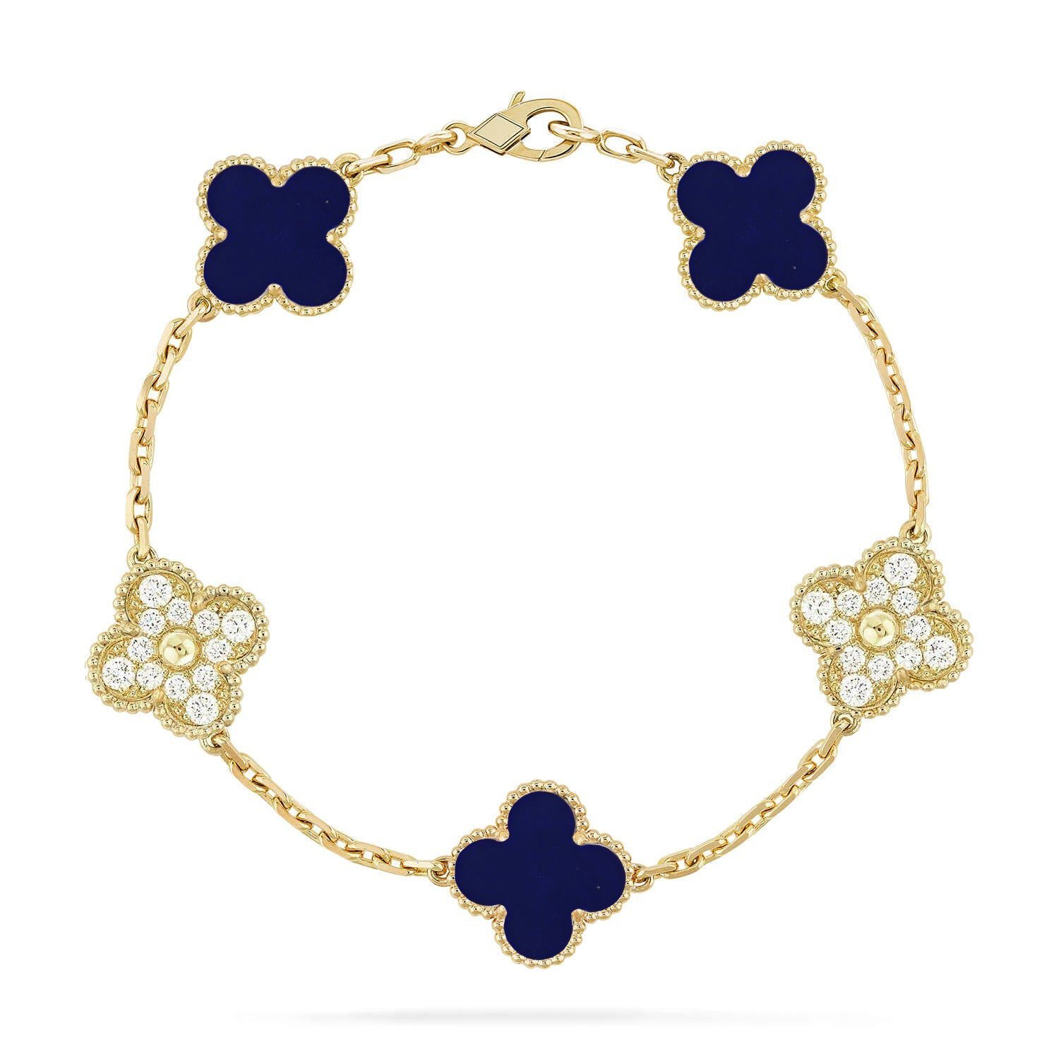 Van Cleef & Arpels CLOVER 5 MOTIF LAPIS LAZULI BRACELET COLLECTION - Image 3