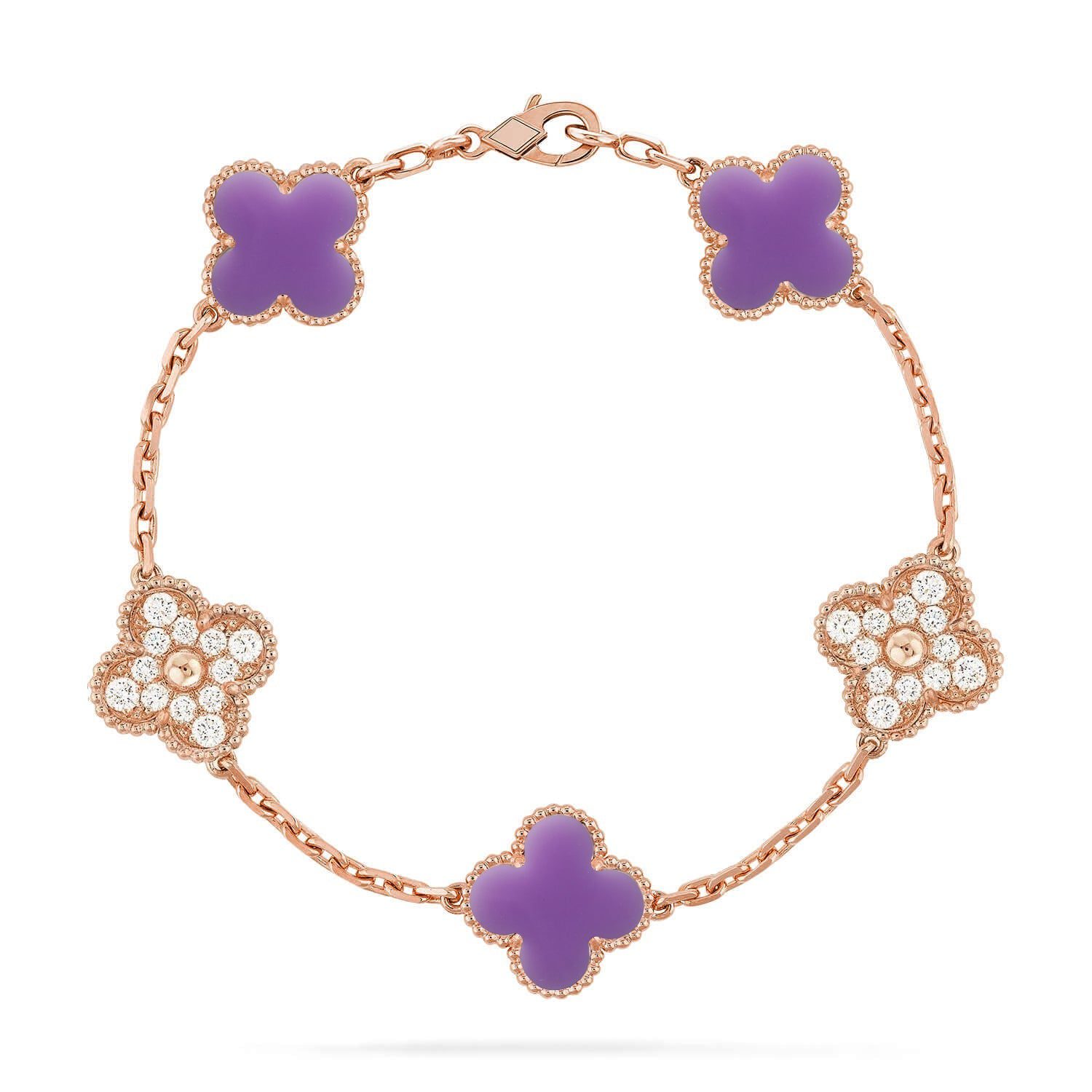 Van Cleef & Arpels CLOVER 5 MOTIF LIGHT PURPLE BRACELET COLLECTION - Image 6