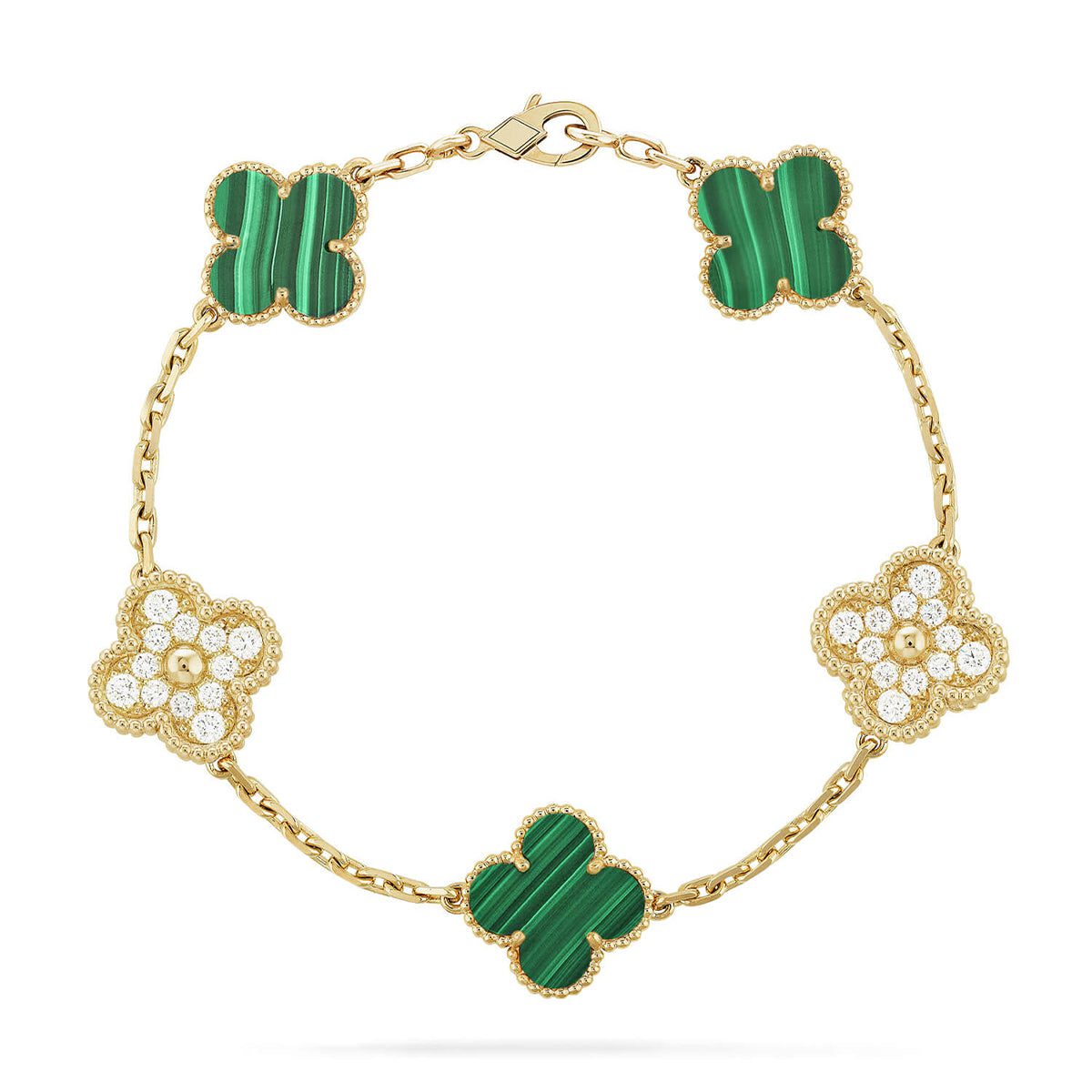 Van Cleef & Arpels CLOVER 5 MOTIF MALACHITE BRACELET COLLECTION - Image 3