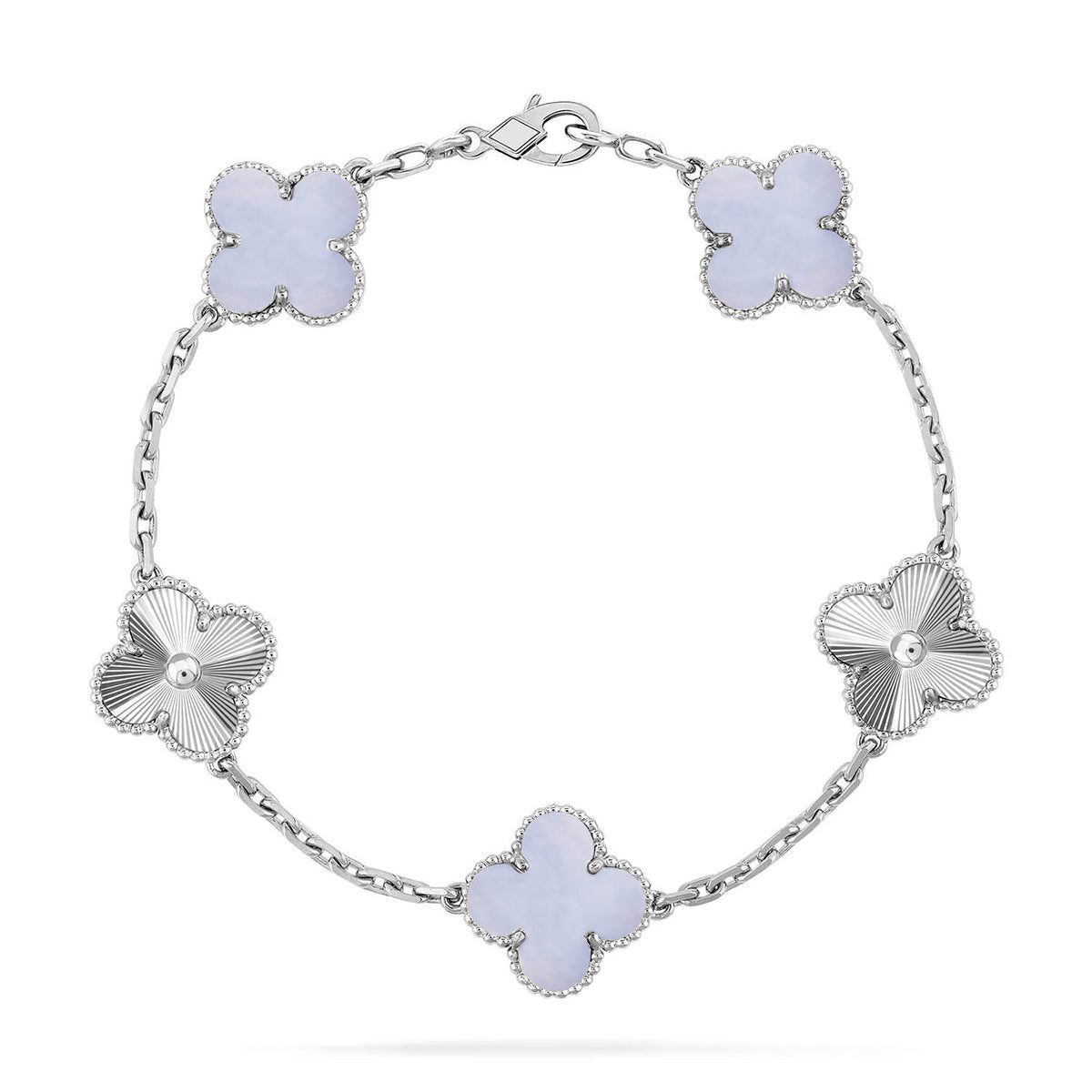 Van Cleef & Arpels CLOVER 5 MOTIF PURPLE CHALCEDONY BRACELET COLLECTION - Image 10