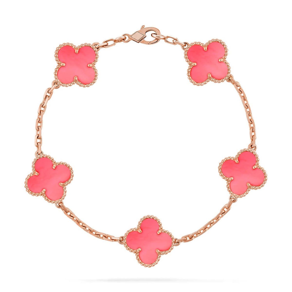 Van Cleef & Arpels CLOVER 5 MOTIFS PINK MOP BRACELET COLLECTION - Image 5