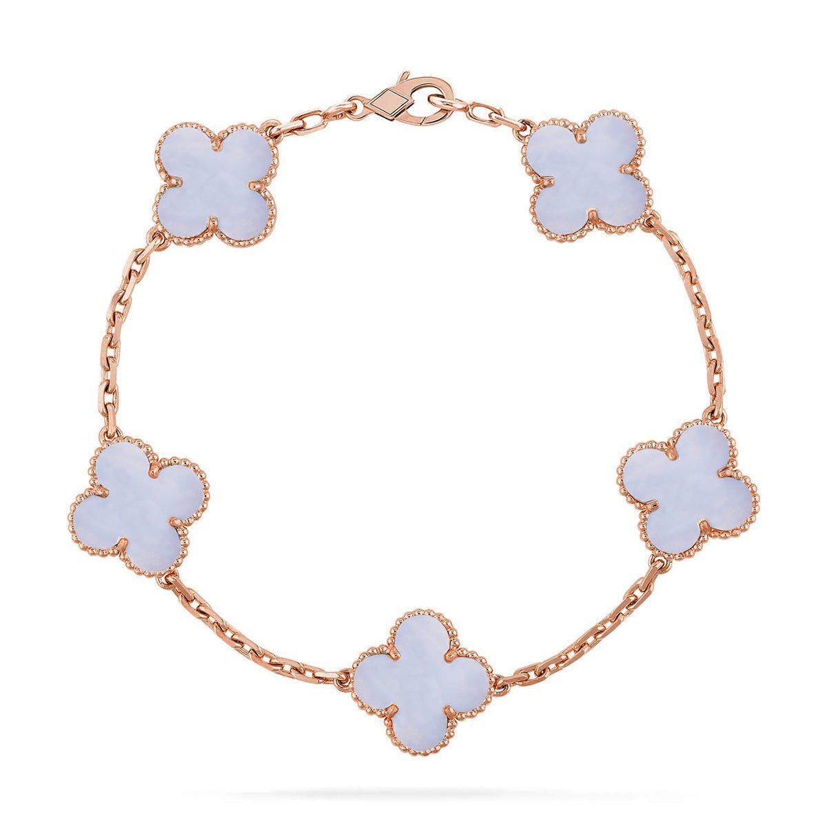 Van Cleef & Arpels CLOVER 5 MOTIF PURPLE CHALCEDONY BRACELET COLLECTION - Image 5