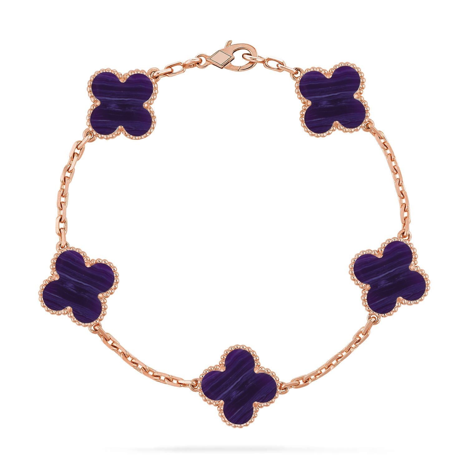 Van Cleef & Arpels CLOVER 5 MOTIF PURPLE STRIPES BRACELET COLLECTION - Image 5