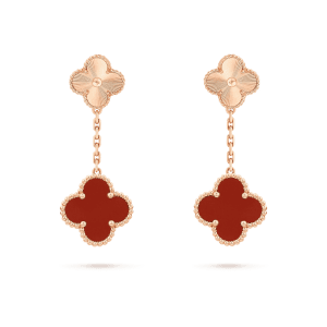 Van Cleef & Arpels CLOVER 2 MOTIF  LASER CARNELIAN EARRINGS