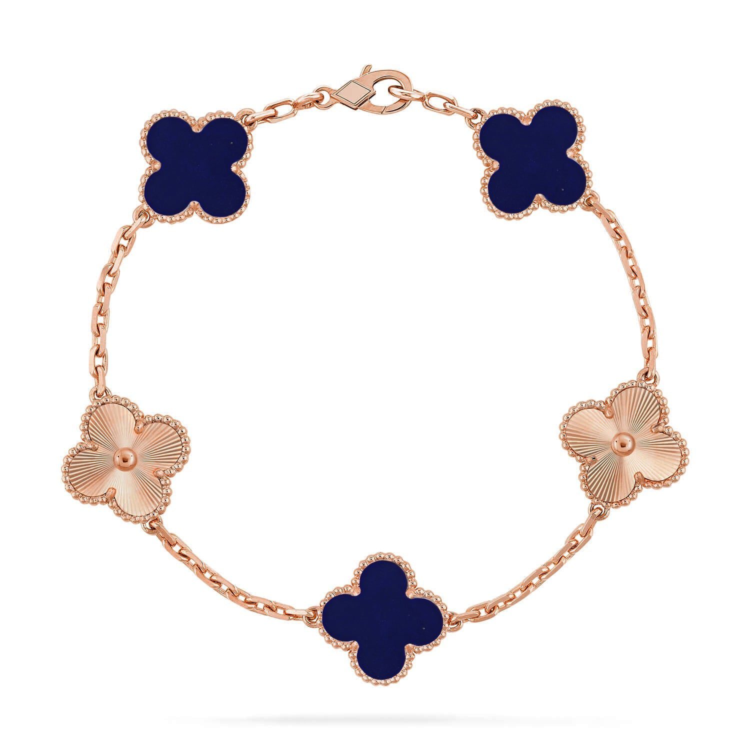 Van Cleef & Arpels CLOVER 5 MOTIF LAPIS LAZULI BRACELET COLLECTION - Image 7