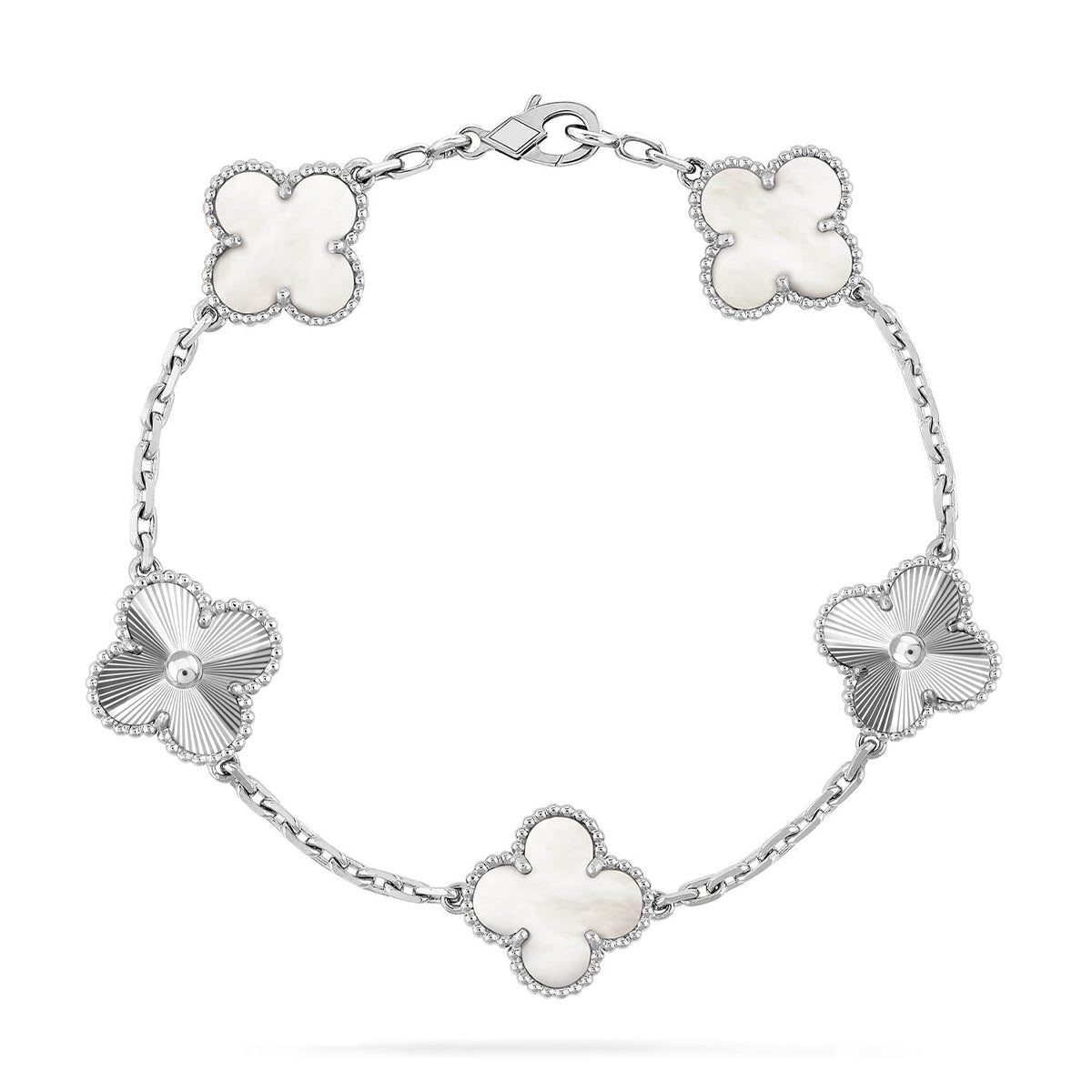 Van Cleef & Arpels CLOVER WHITE PEARL MOP 5 MOTIF BRACELET COLLECTION - Image 7
