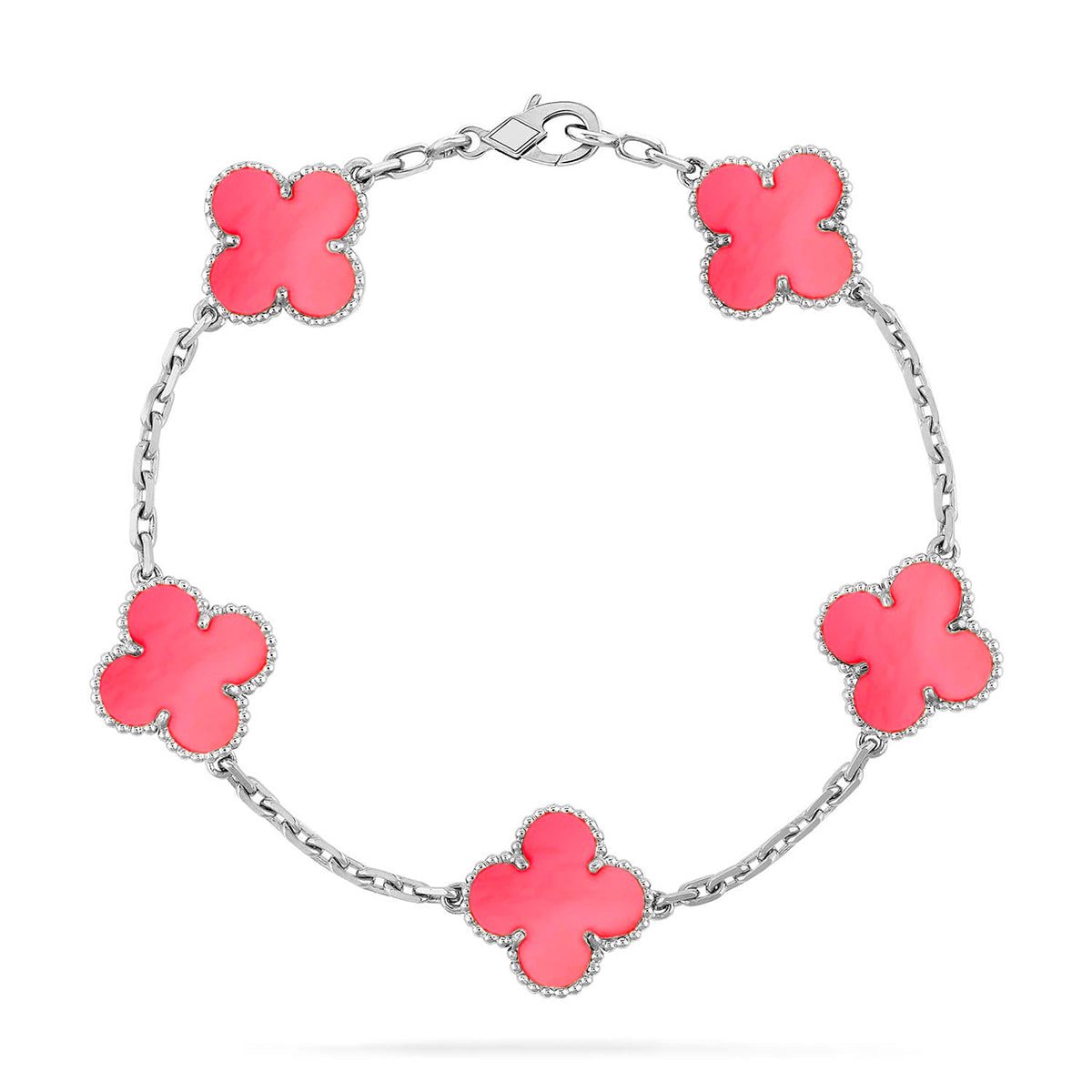 Van Cleef & Arpels CLOVER 5 MOTIFS PINK MOP BRACELET COLLECTION - Image 8