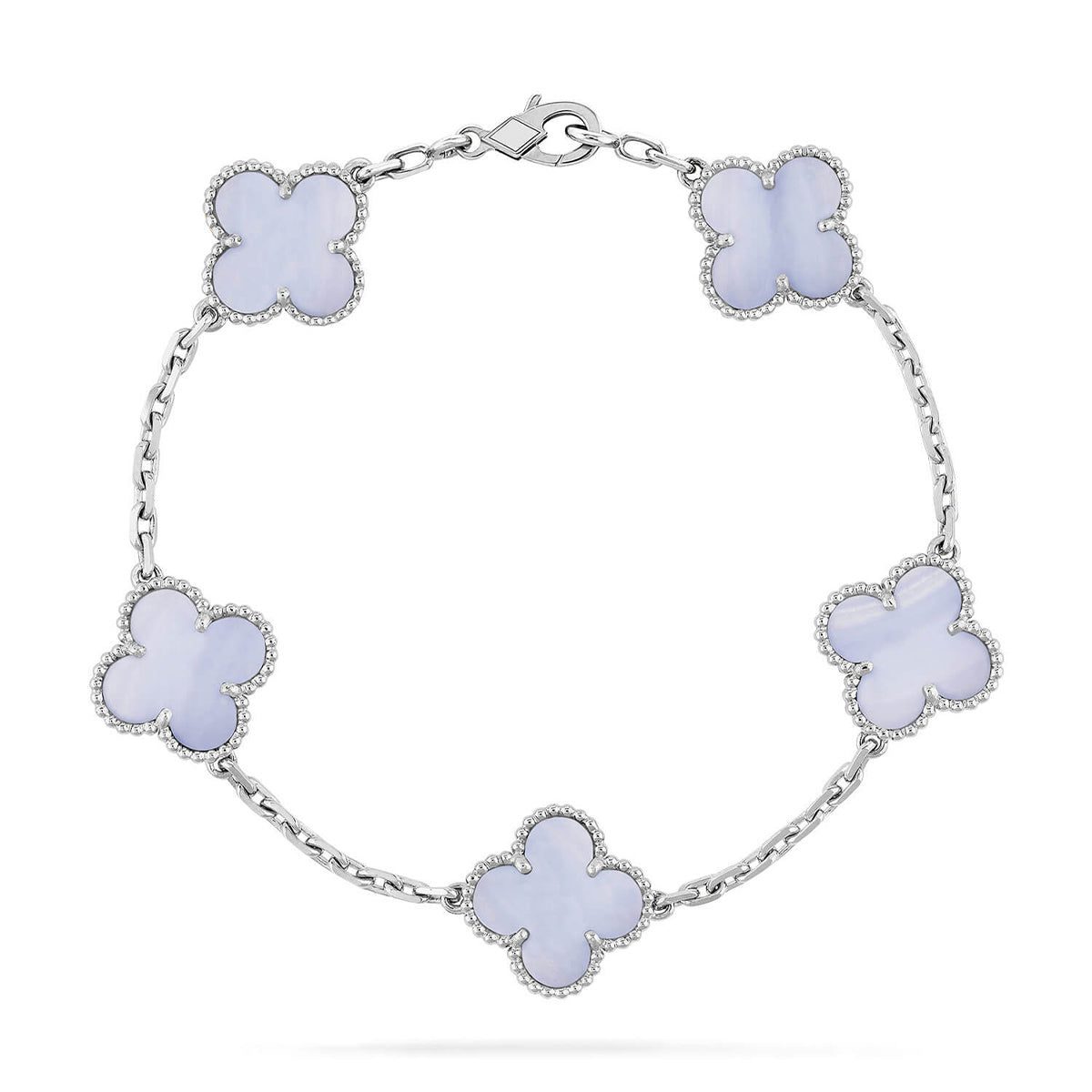 Van Cleef & Arpels CLOVER 5 MOTIF PURPLE CHALCEDONY BRACELET COLLECTION - Image 8