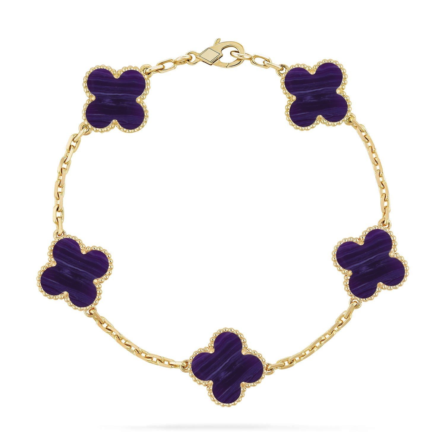 Van Cleef & Arpels CLOVER 5 MOTIF PURPLE STRIPES BRACELET COLLECTION - Image 2
