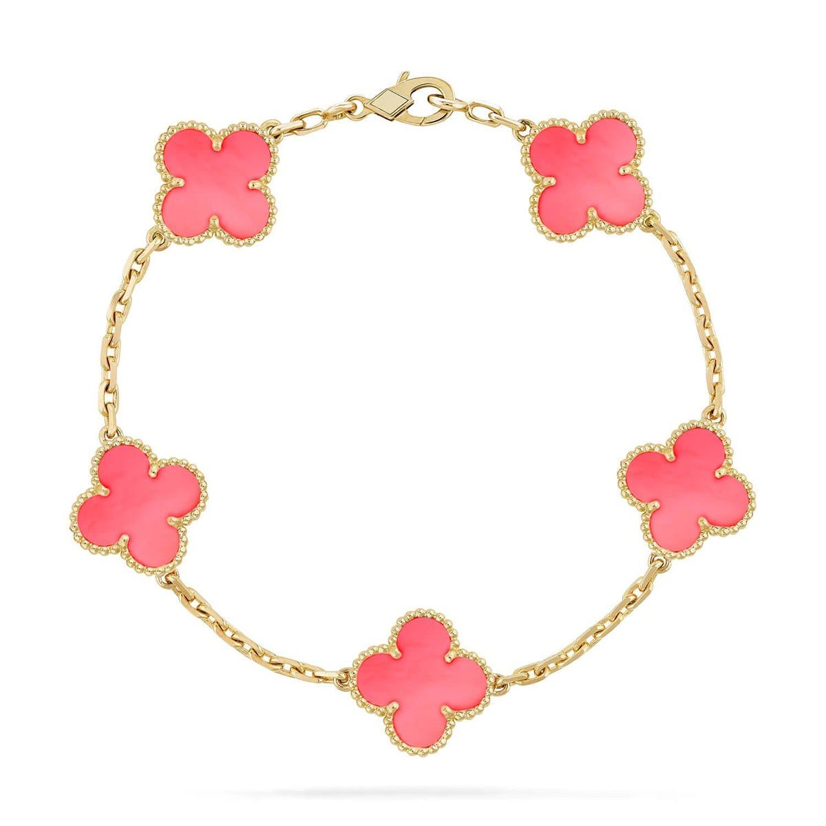 Van Cleef & Arpels CLOVER 5 MOTIFS PINK MOP BRACELET COLLECTION - Image 2