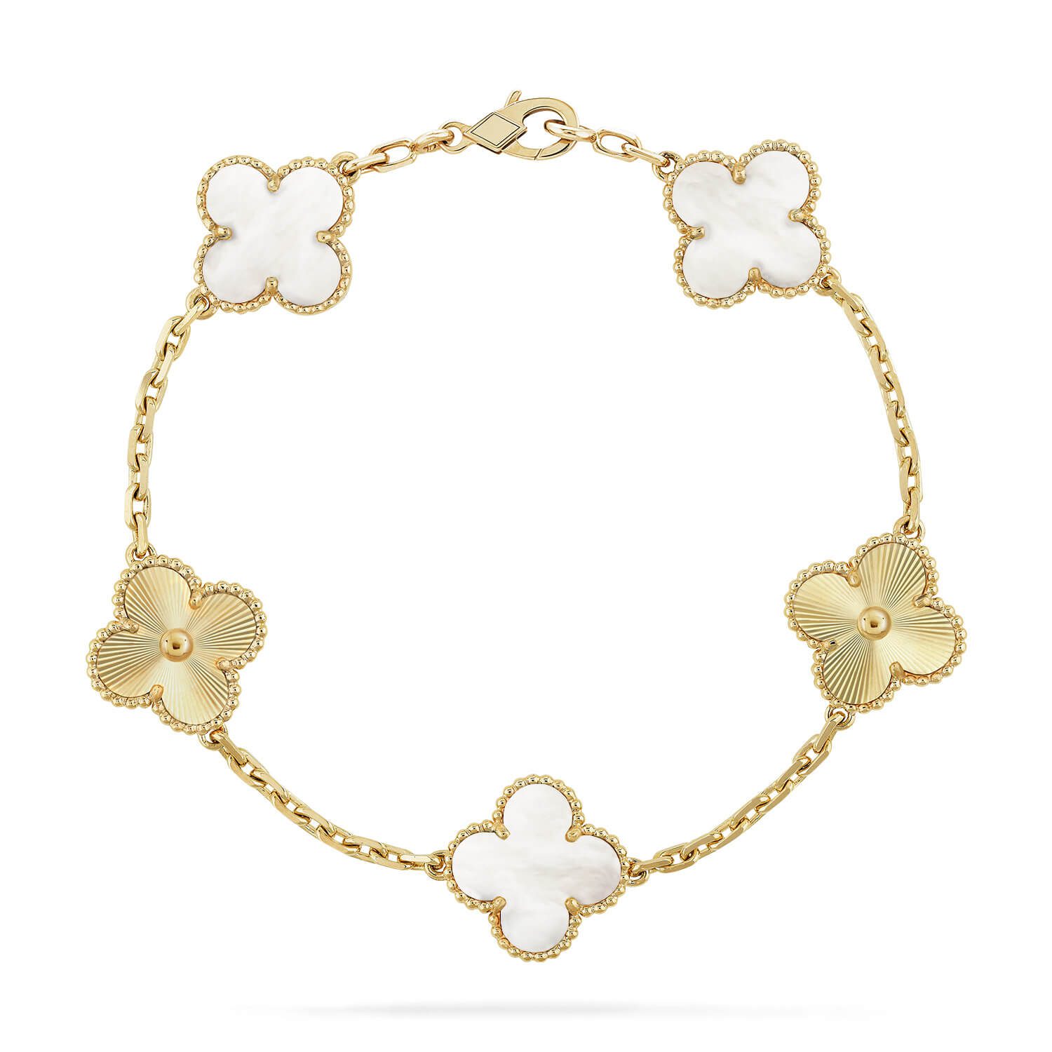 Van Cleef & Arpels CLOVER WHITE PEARL MOP 5 MOTIF BRACELET COLLECTION - Image 5
